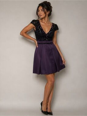 Karen Millen Black and Purple Mini Dress